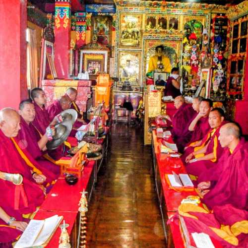 Buddhist monks at Swayambhunath Stupa, Kathmandu 