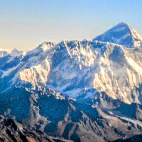 Mount Everest taken from a Buddha Air flight down the Kathmandu Valley