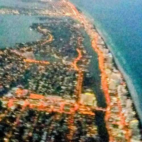 Miami beach just after take off from Miami International Airport 