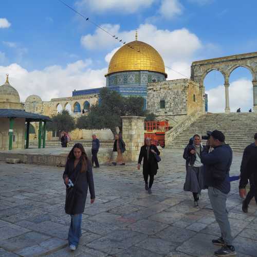 Ken taking a picture by the Islamic Dome of the Rock sanctuary on the Temple Mount, in Old City of Jerusalem, Israel-Palestine