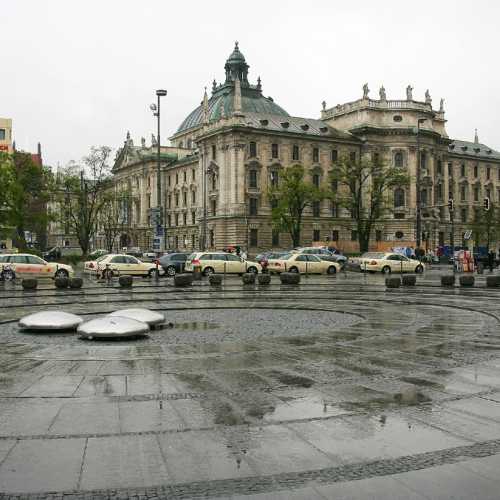 Urban square in rainy weather