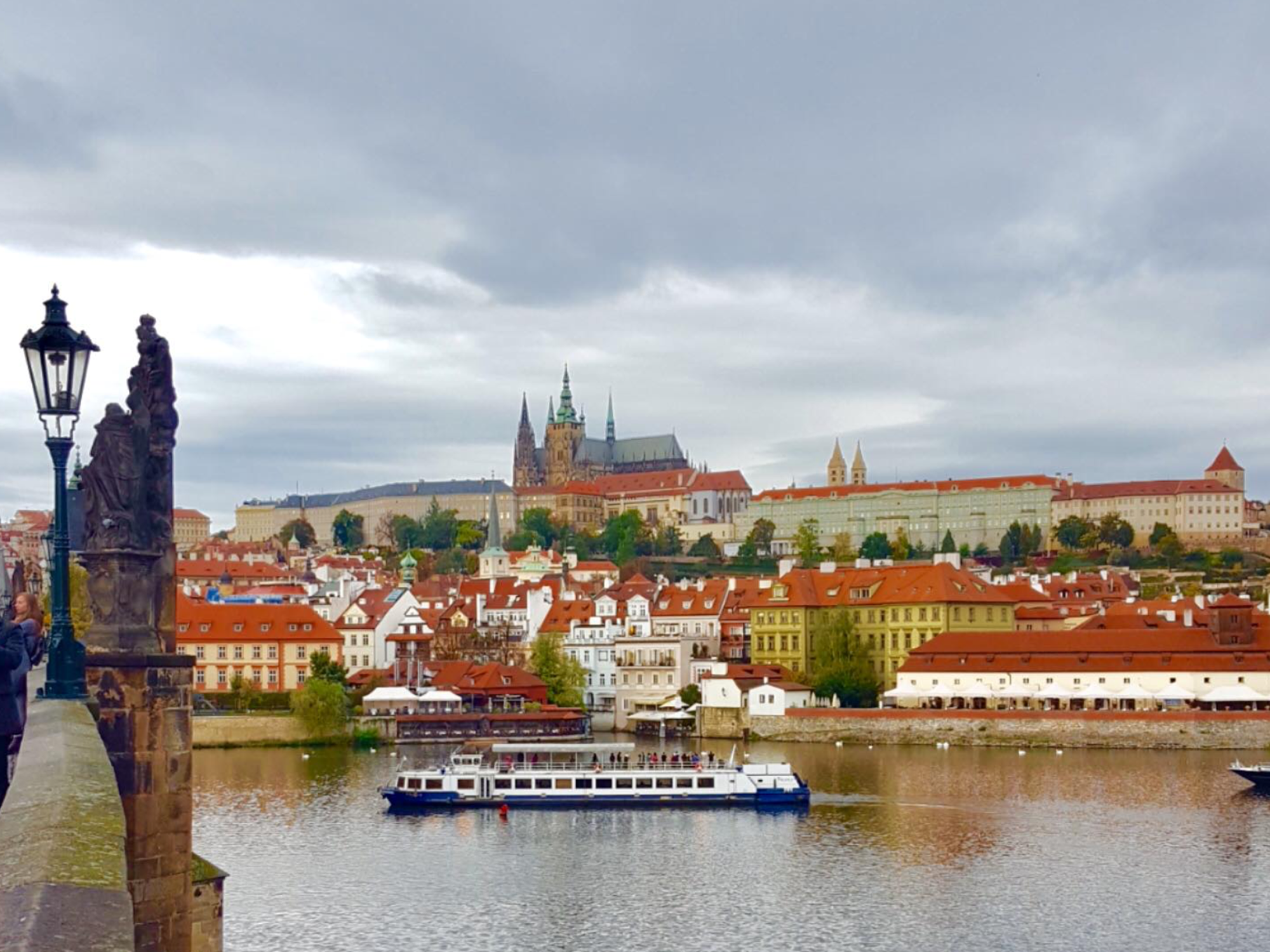 Prague Castle, Charles Bridge.<br/>
View of Prazsky Hrad.