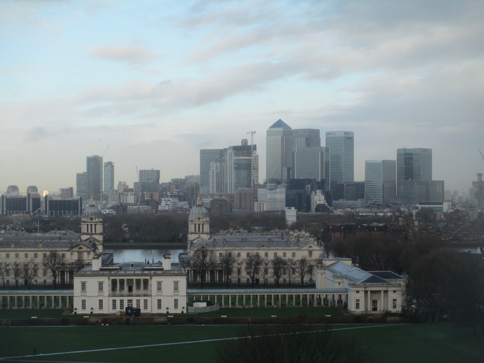 Лондон. Гринвичский парк. Вид на Лондон с Гринвичского холма (04.01.2016).
