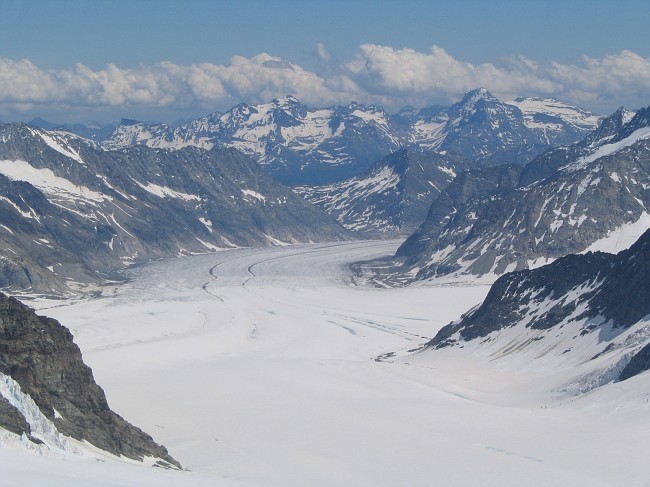 Вид с Юнгфрау на Алечский ледник