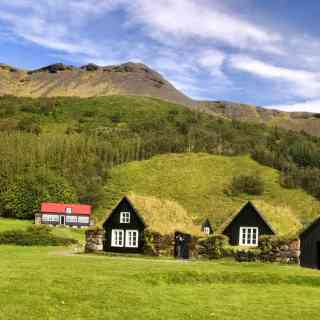 Nupsstadur turf church and houses photo