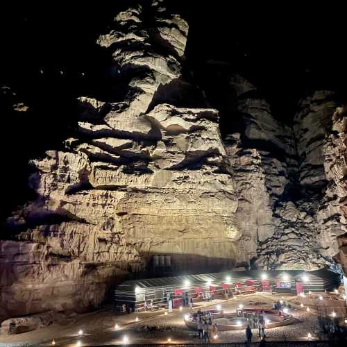 Wadi Rum Bedouin camp at night 