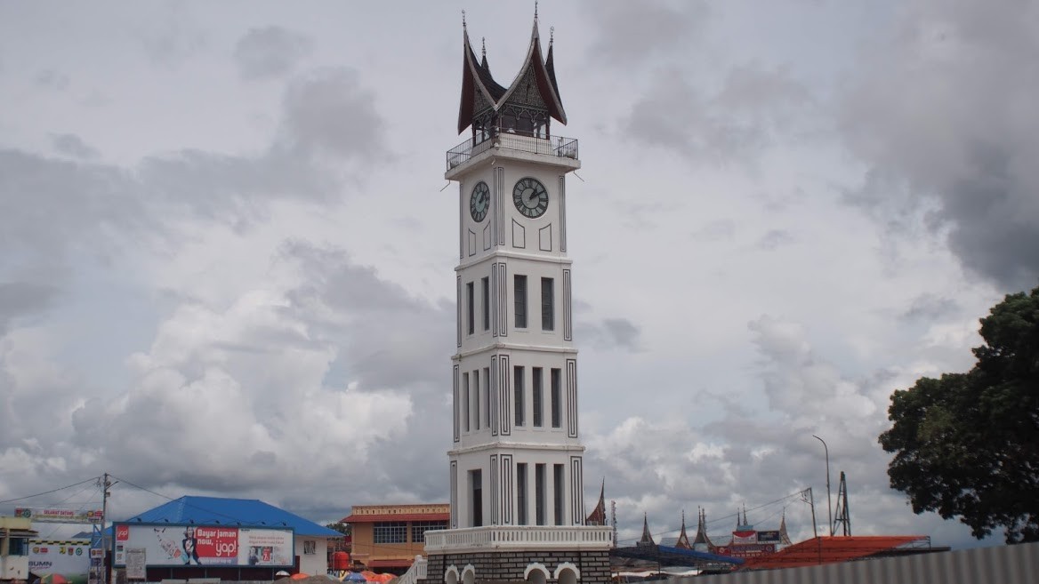 Jam Gadang, Bukit Tinggi, West Sumatera.Popular city-center attraction with an imposing 1926 clock tower in a charming park setting.