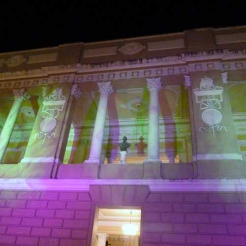 Colonial Building lit up for Festival