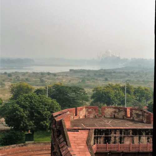 Taj through the smog from the battlements
