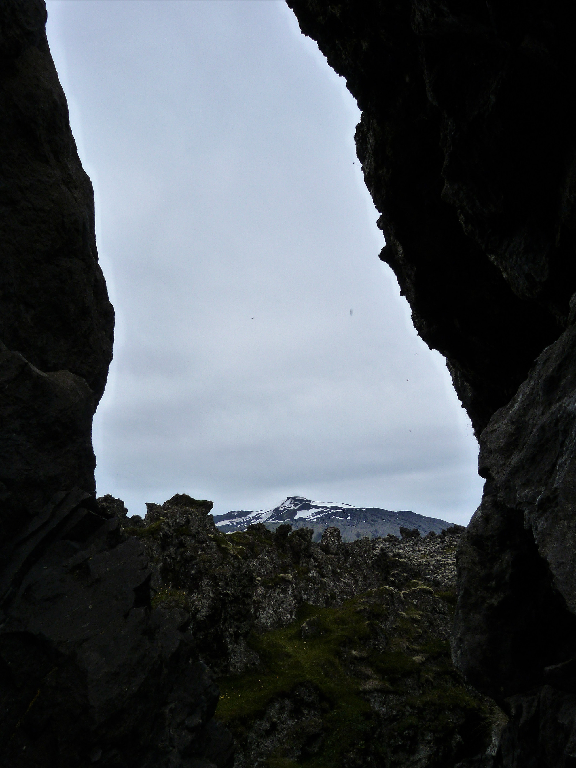 View of Snæfellsjökull glacier through Gatklettur Rock