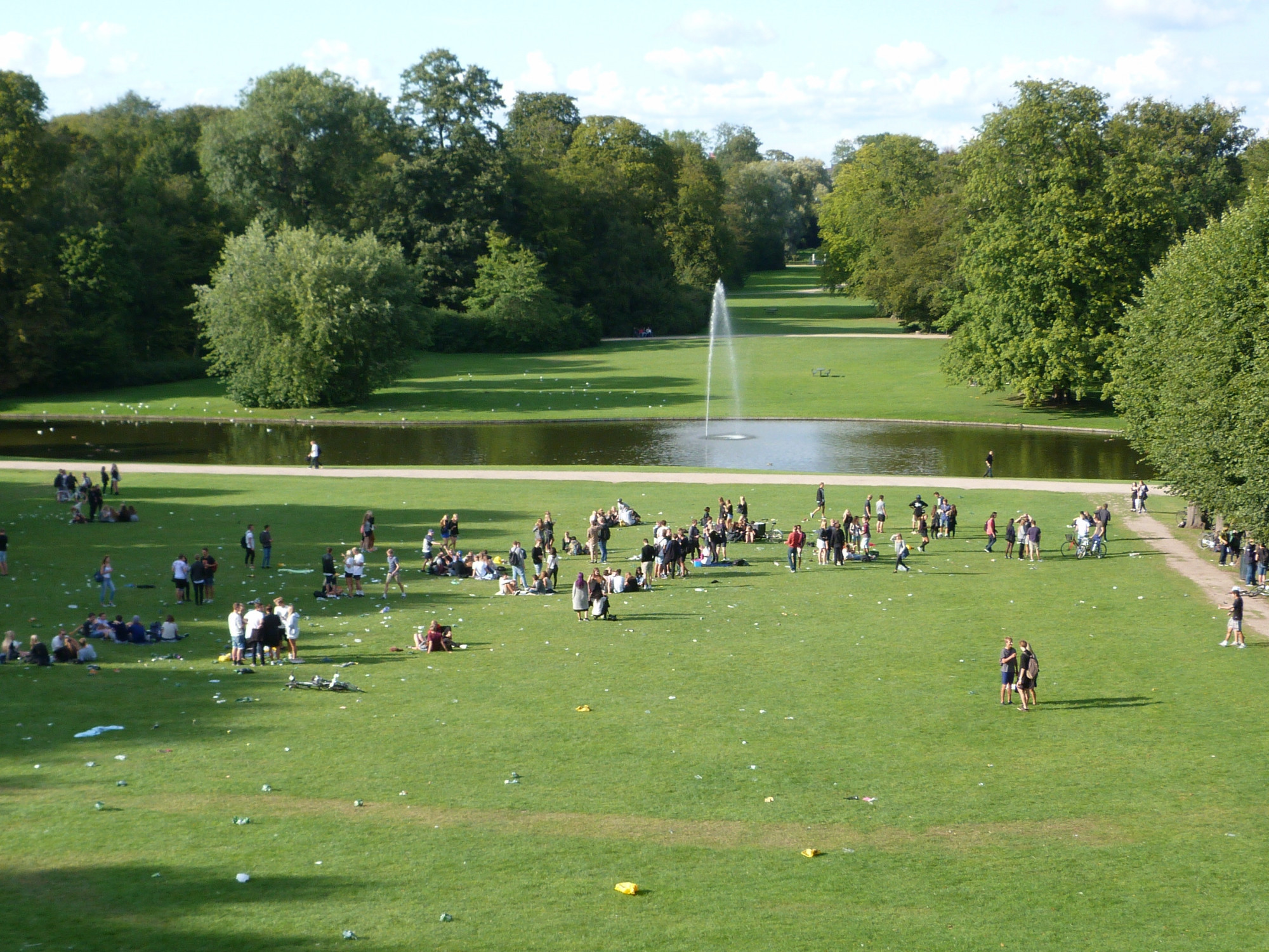 Schoolkids celebrating end of term gardens Frederiksberg Palace
