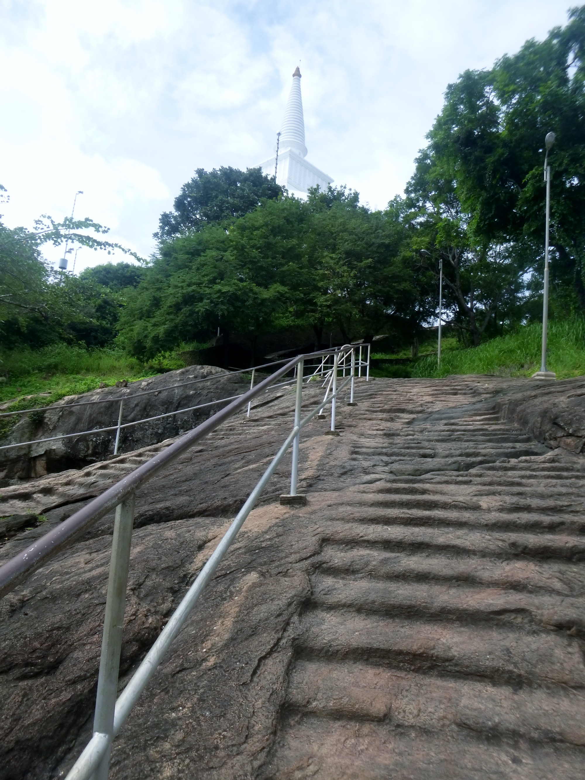 steep climb to hill top Maha Seya Stupa