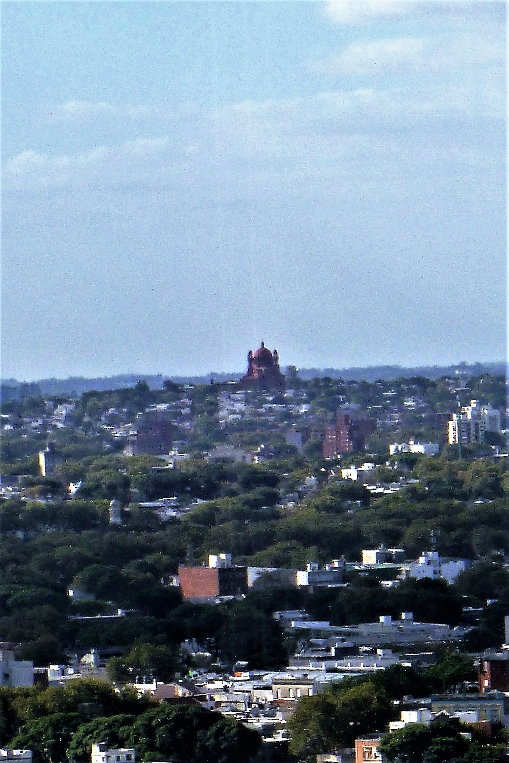 View of dome of Santuario Nacional del Corazón de Jesús from viewpoint