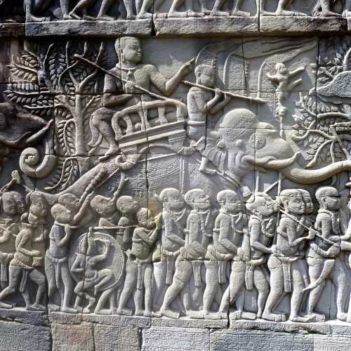 Stone Carvings with man riding Elephant