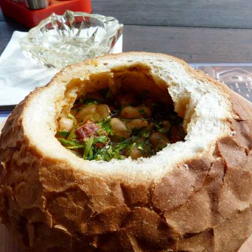 traditional soup served in bread