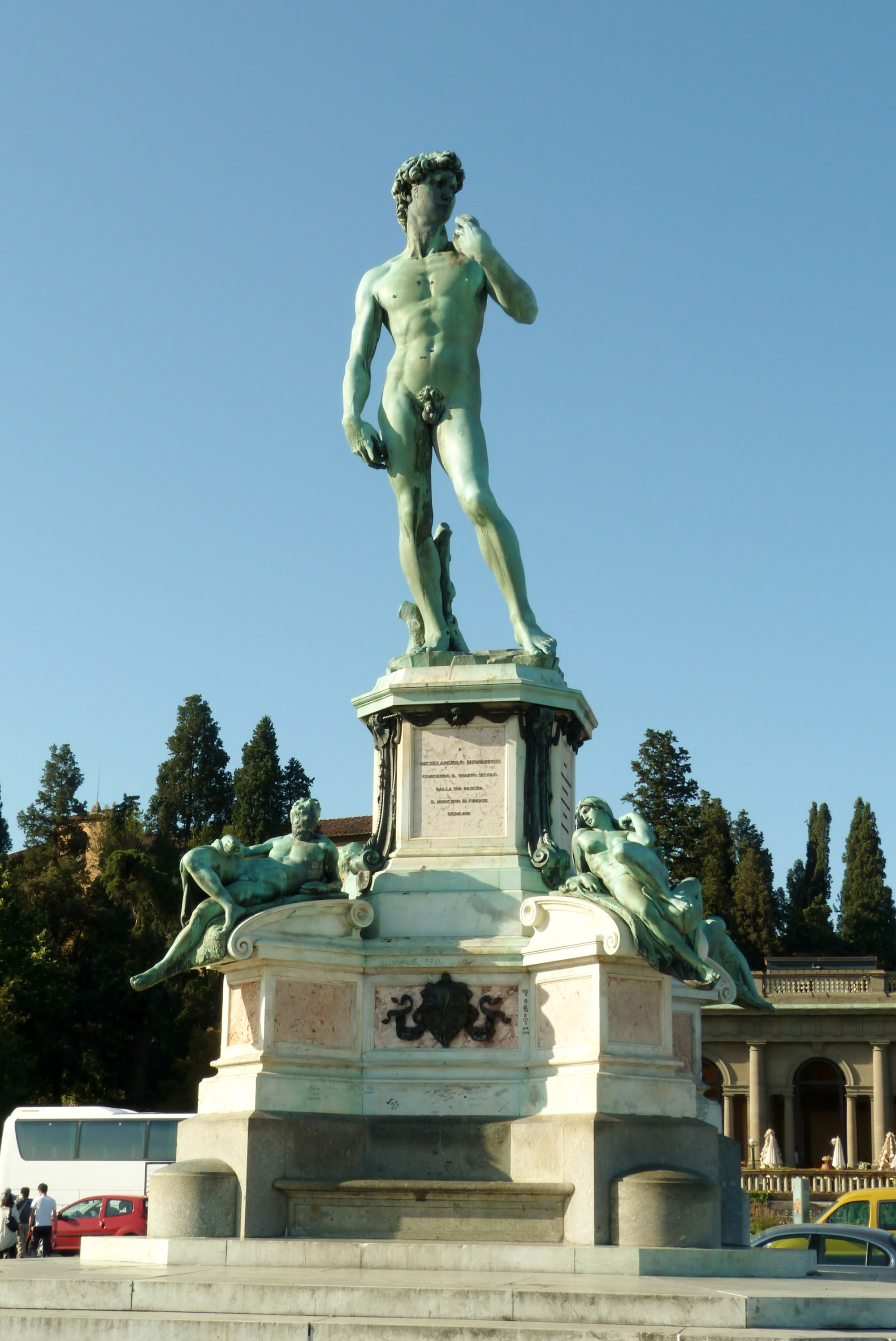 Replica David by michelangelo at city viewpoint