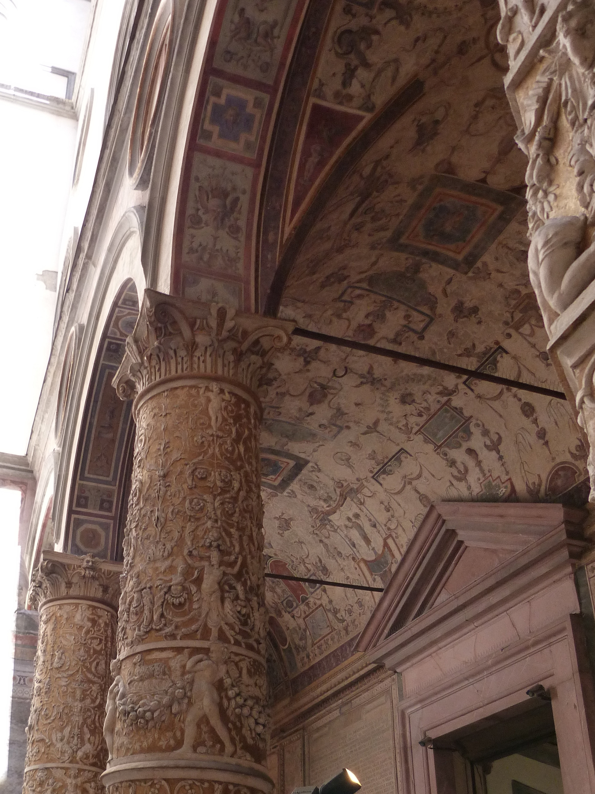 Frescoes in the first inner courtyard at medieval Palazzo Vecchio