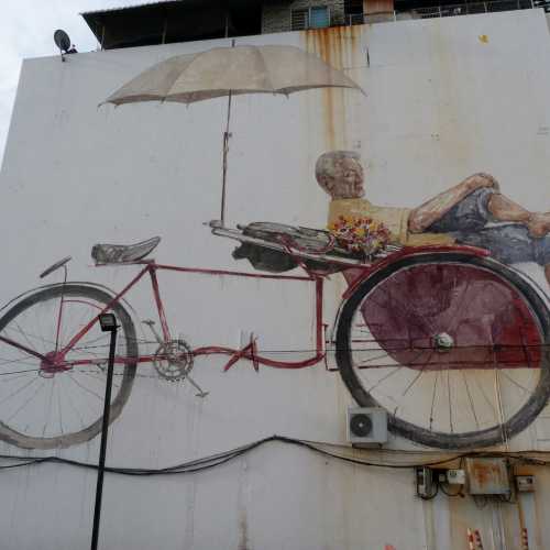 The Awaiting Trishaw Paddler street art mural 