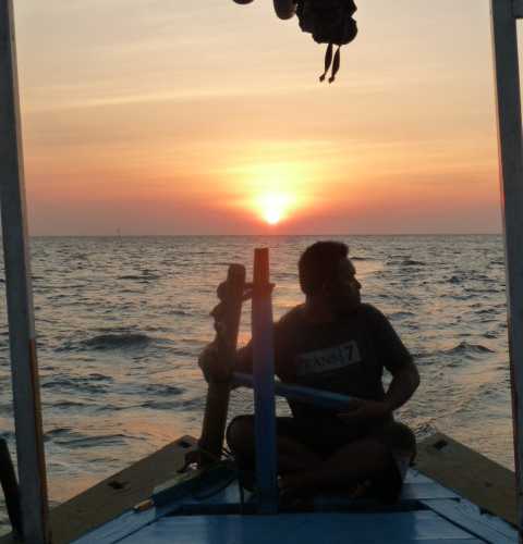sunset on the boat