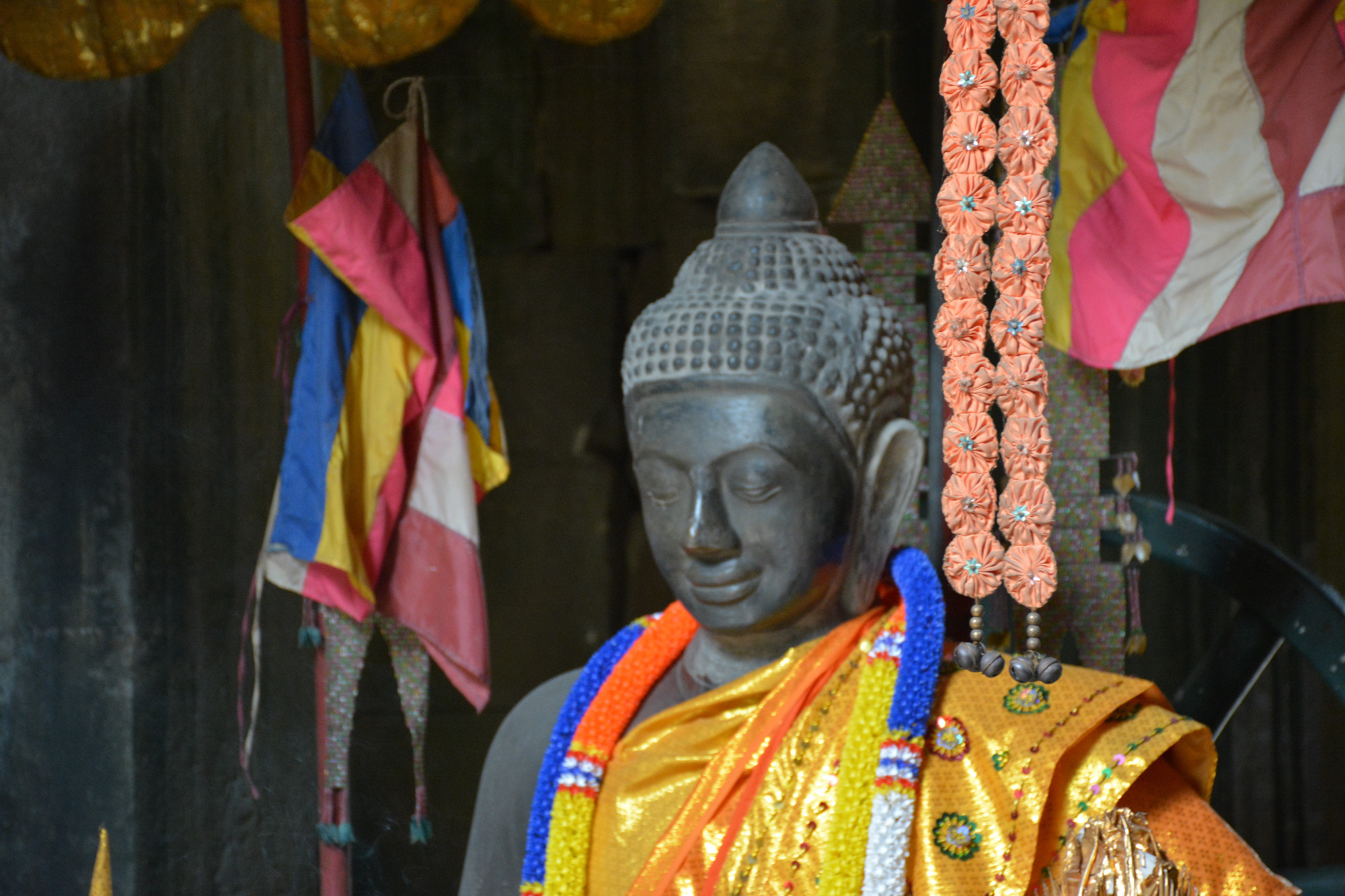 Buddha figure dressed for prayer