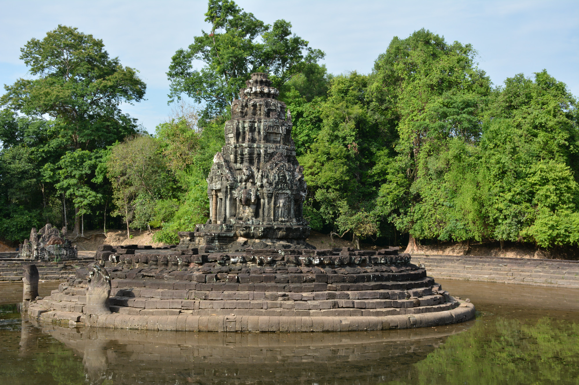 Stupa in middle of pond