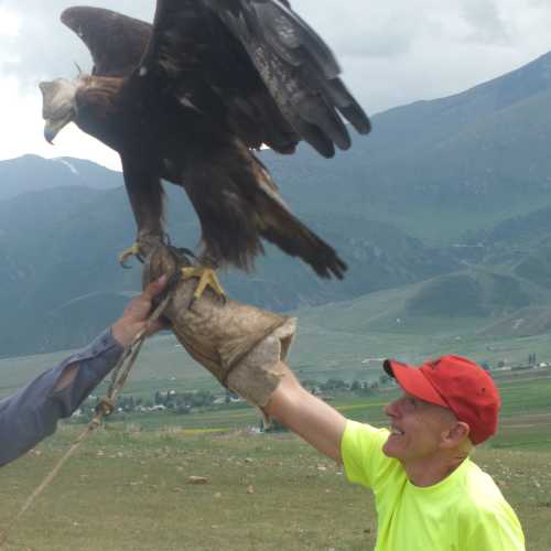 Moi with eagle