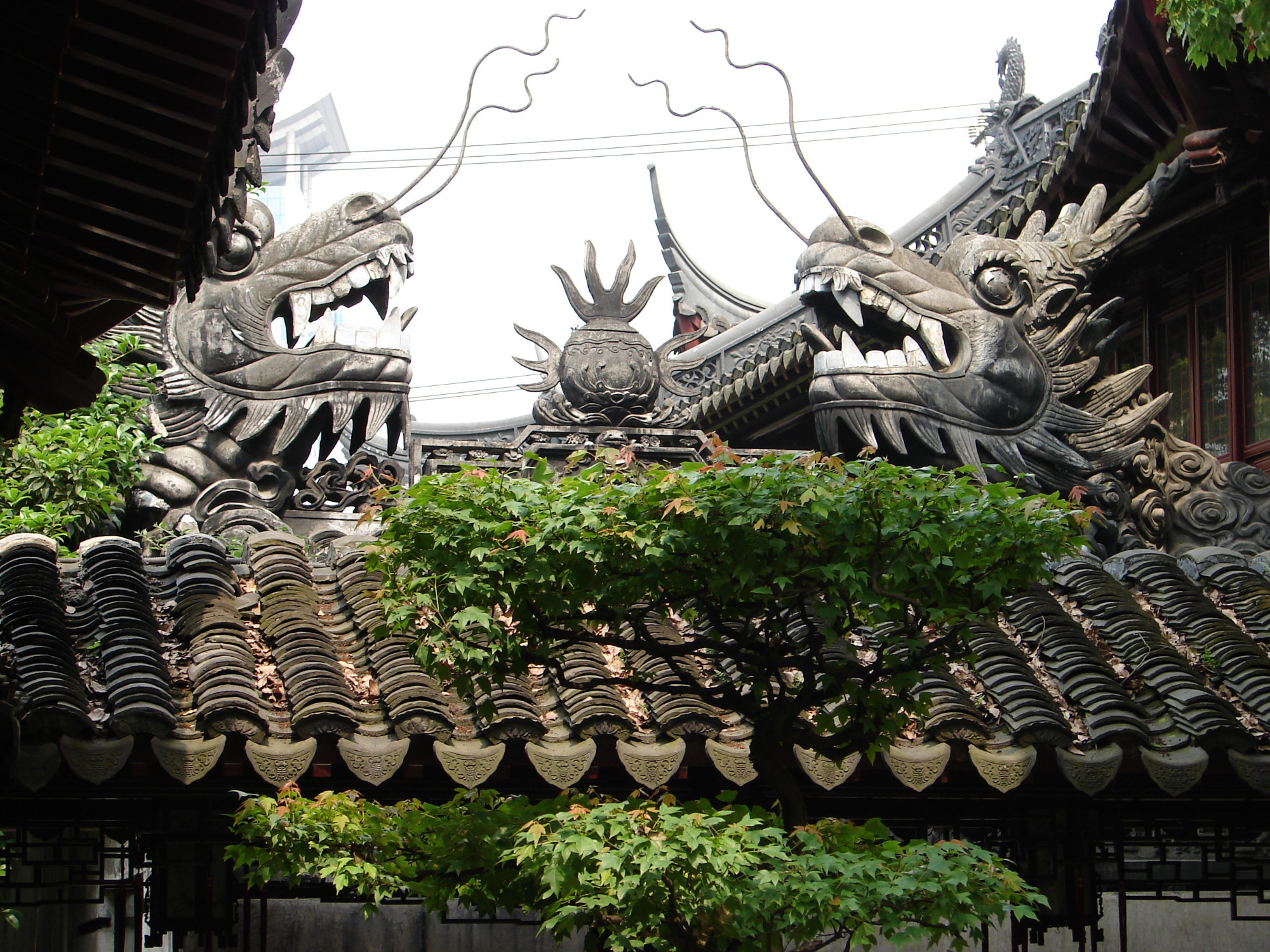 Dragon head carvings