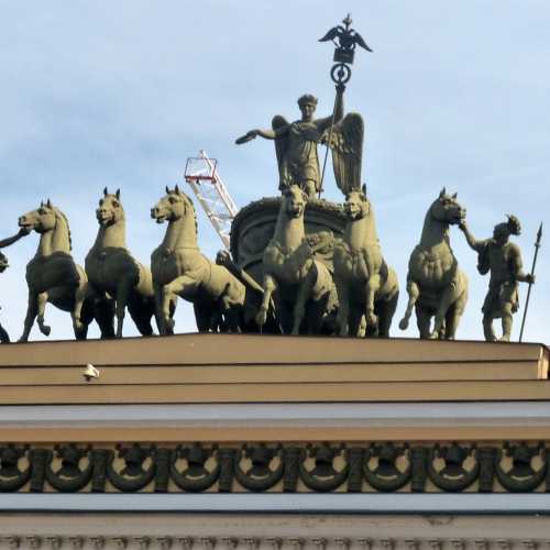 Figures Atop the The grand Triumphal Arch of Bolshaya Morskaya and Palace Square,