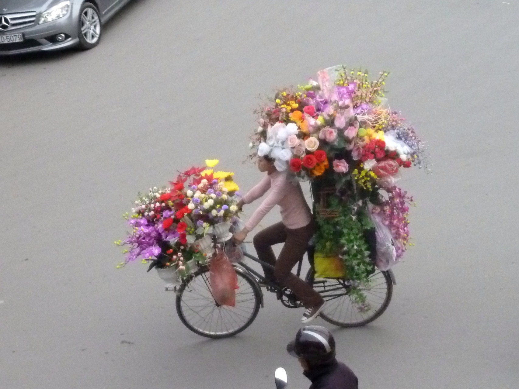 Flower seller on bike