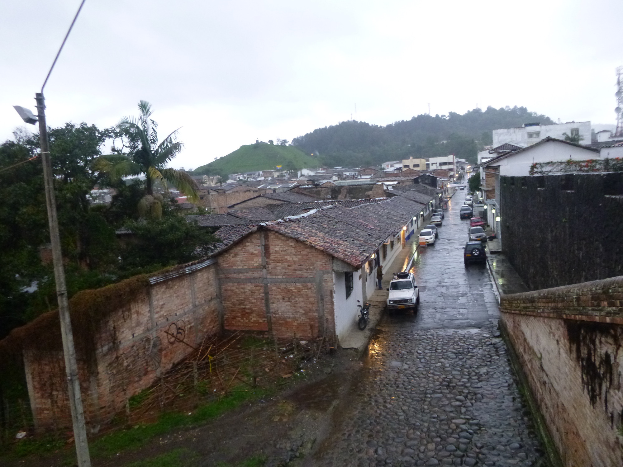 Street in Popayán with the Morro del Tulcán off to left