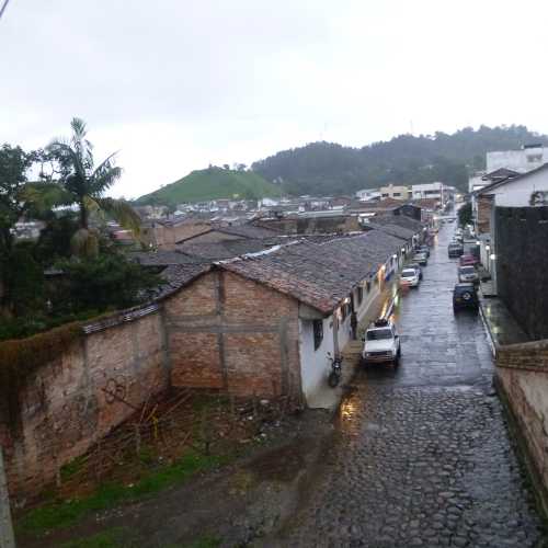 Street in Popayán with the Morro del Tulcán off to left