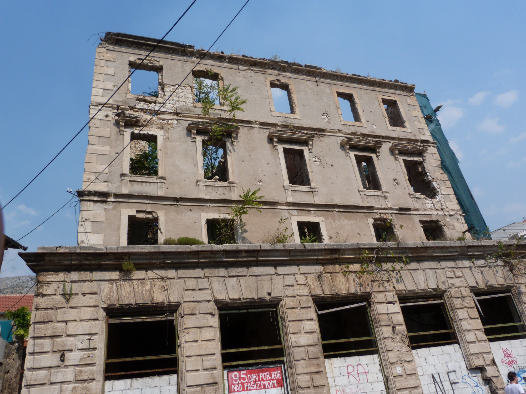 Bullet damaged building from Ruins from the Croat–Bosniak War