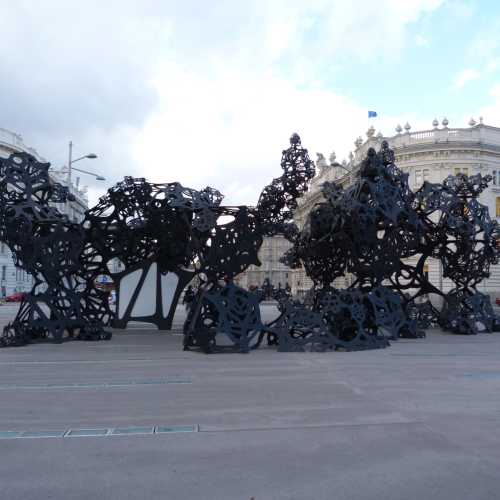 The Morning Line&quot; noise sculpture on display in Schwarzenbergplatz,